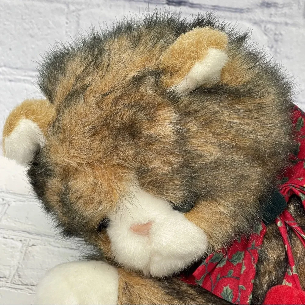 1992 Vintage Nick & Noel Christmas Plush Calico Cat with Jingle Bells 16